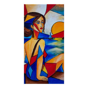Póster Por el Mar - Pintura Cubista