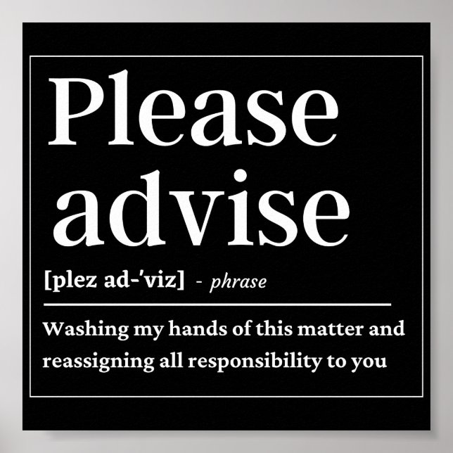 Póster Por favor, aconseje una definición divertida (Frente)