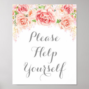 Póster Por Favor, Ayúdense A Usted Mismo Rótulo Flores De