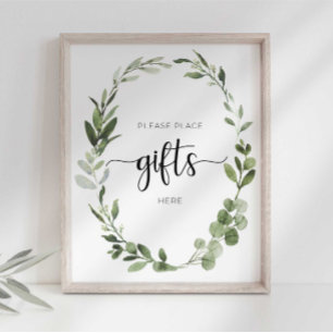 Póster Por Favor Coloque Regalos Aquí Letrero de Fiesta