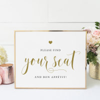 Por favor, encuentre su asiento y Bon Appétit