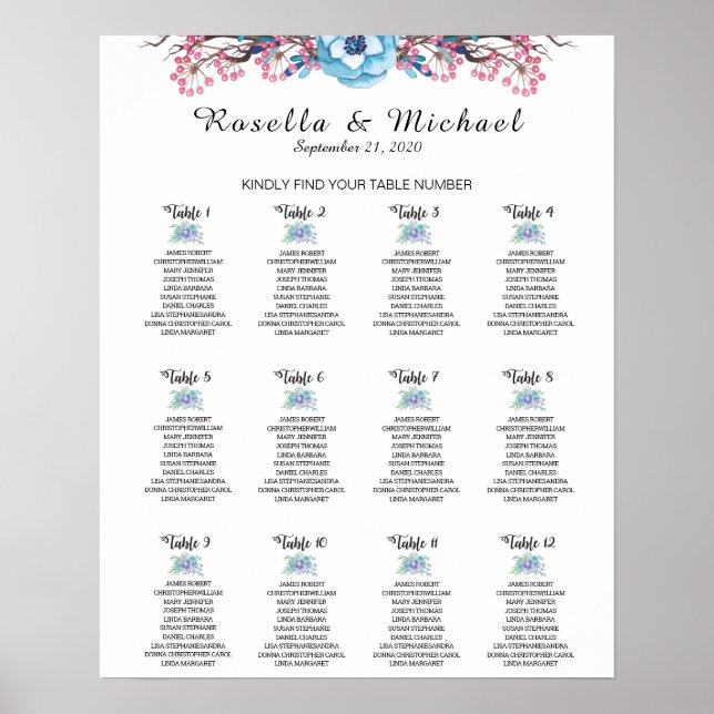 Póster Por Favor Encuentre Su Número De Tabla - Tabla De  (Frente)