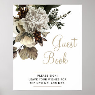 Póster Por favor, firme el cartel de boda de invierno de