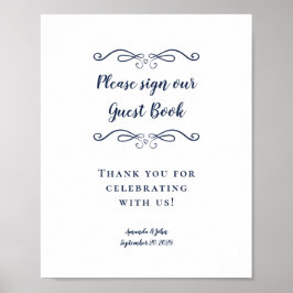 Póster Por favor firme nuestro libro de invitados Boda Az