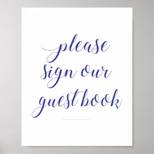 Póster Por favor firme nuestro libro de invitados Boda Az
