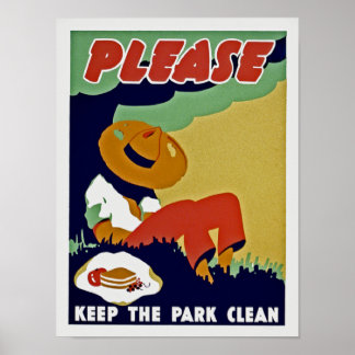 Póster Por Favor, Mantenga Limpiado El Parque
