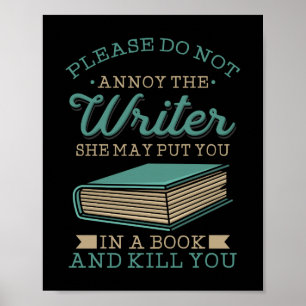 Póster Por favor no molesten al escritor Chiste broma de