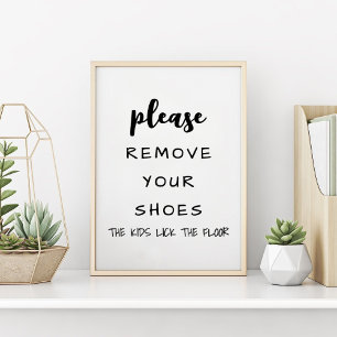 Póster Por favor, quítese los zapatos Funny Farmhouse