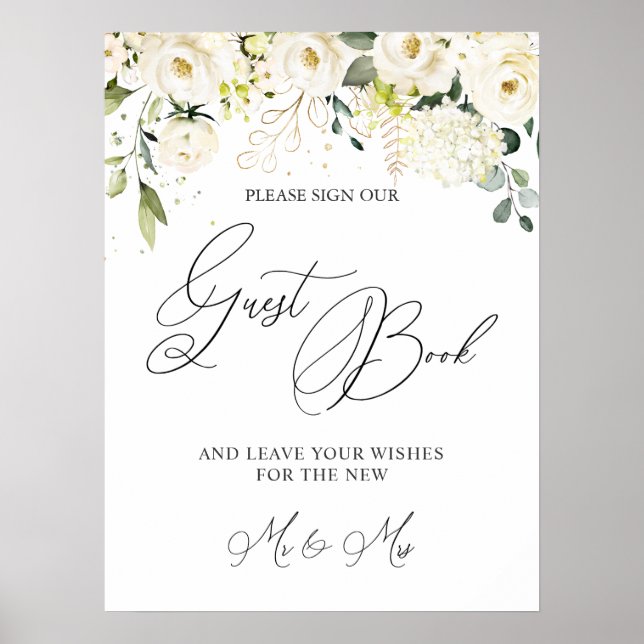 Póster Por favor, Rótulo a nuestro Poster de Roses Blanca