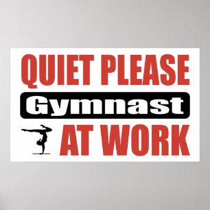 Póster Por Favor Silencio Gimnasta En El Trabajo