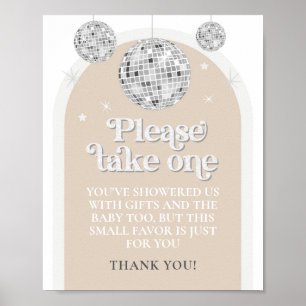 Póster Por favor tome un favor Rótulo Disco Ball Baby Sho