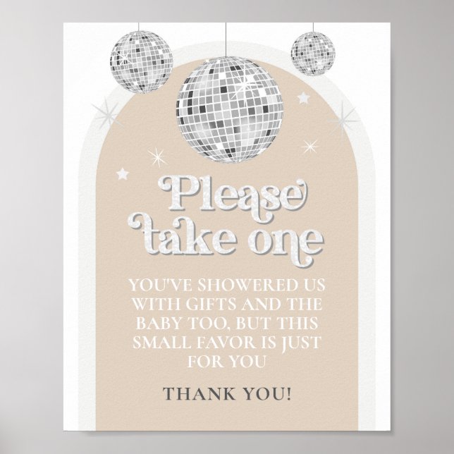 Póster Por favor tome un favor Rótulo Disco Ball Baby Sho (Frente)
