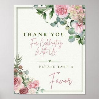 Póster Por favor, tome un signo de favor | Flor de rosa p