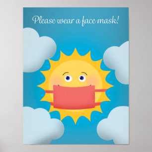 Póster Por favor, use un Rótulo de sol con máscara facial