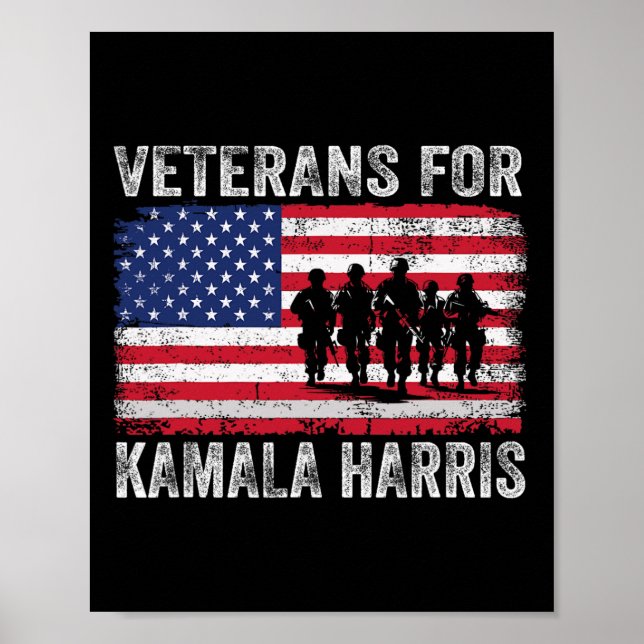 Póster Por Kamala Harris 2024 Elección Bandera Militar Es (Frente)