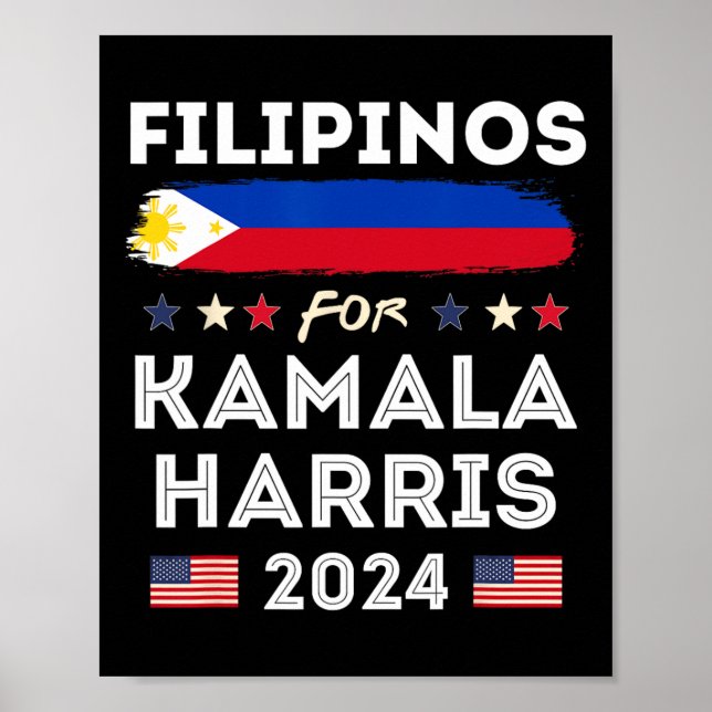 Póster Por Kamala Harris 2024: Patriótico de la bandera d (Frente)