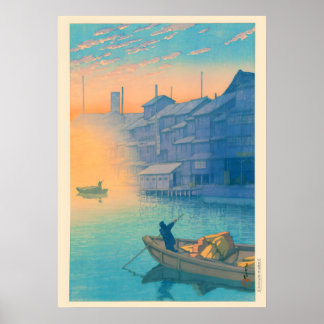 Póster Por Kawase Hasui en Dotonbori, Osaka