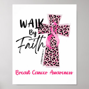 Póster Por la Fe Conciencia del Cáncer de Seno Cristiano 