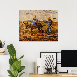 Póster Por la mañana, pareja campesina por Vincent van Go