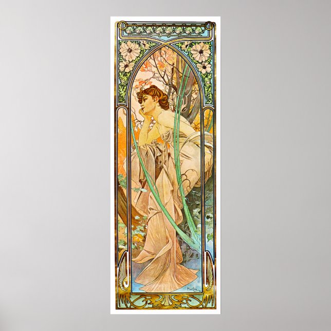 Póster Por la noche, Alphonse Mucha (Frente)