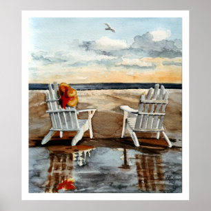 Póster Por la noche en la playa