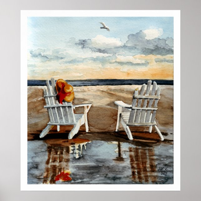 Póster Por la noche en la playa (Frente)