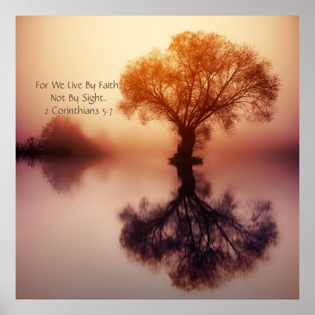 Póster "Por Nosotros Vivimos Por La Fe" 2 Corinthians 5:7 (Frente)