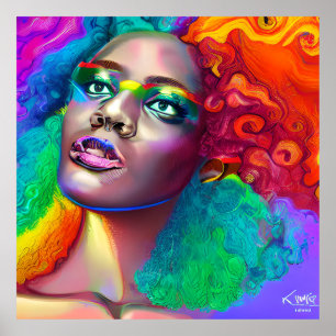 Póster Por qué Dios Reina el Arcoiris con el pelo negro M
