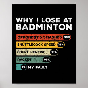 Póster Por qué pierdo en bádminton divertido