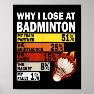 Póster Por qué pierdo en bádminton Divertido es mi culpa