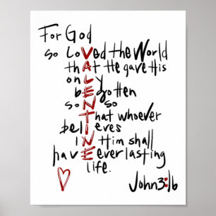 Póster Por Tanto Amó Dios Al Mundo Versículo Bíblico Jesú