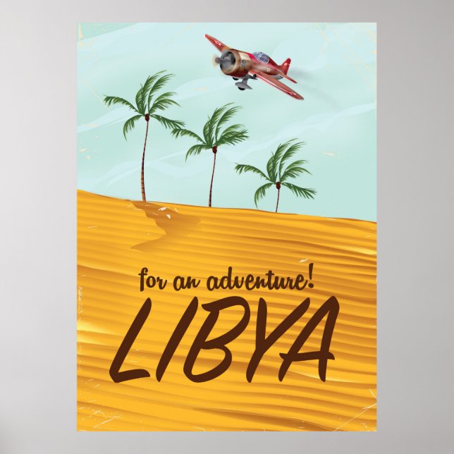 Póster ¡Por una aventura! Afiche de viaje de Libia (Frente)