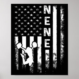 Póster Porrista Grito Nene Bandera de América Vintage Nav