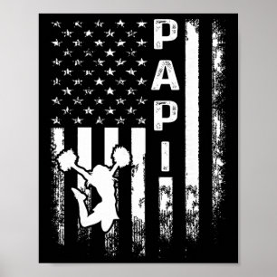 Póster Porrista Grito Papi Bandera de América Vintage Nav