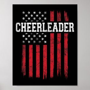 Póster Porrista Orgullosa Bandera Americana Usa Patriótic