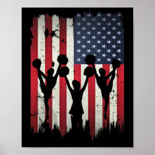 Póster Porristas Usa Bandera Americana Cheerle 4 De Julio
