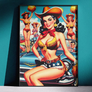 Póster Porristra country de pin-up