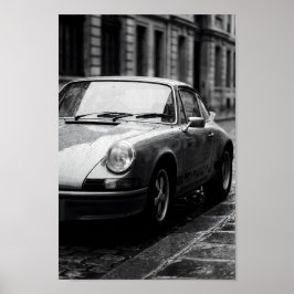 Póster Porsche 911 Clásico en Calle Lluviosa