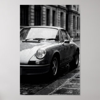 Póster Porsche 911 Clásico en Calle Lluviosa