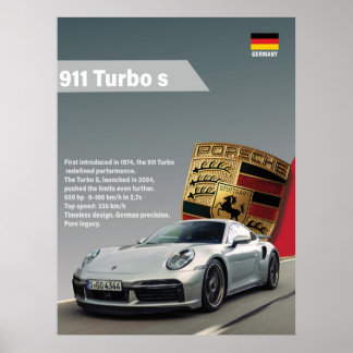 Póster Porsche 911 Turbo S - Poster de estilo de velocida