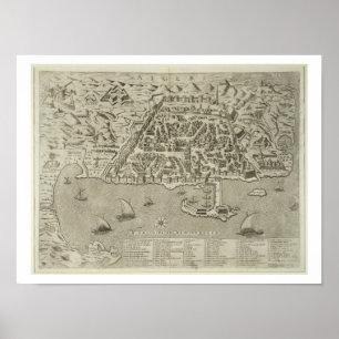 Póster Port and Town of Algiers, c.1572 (engraving)