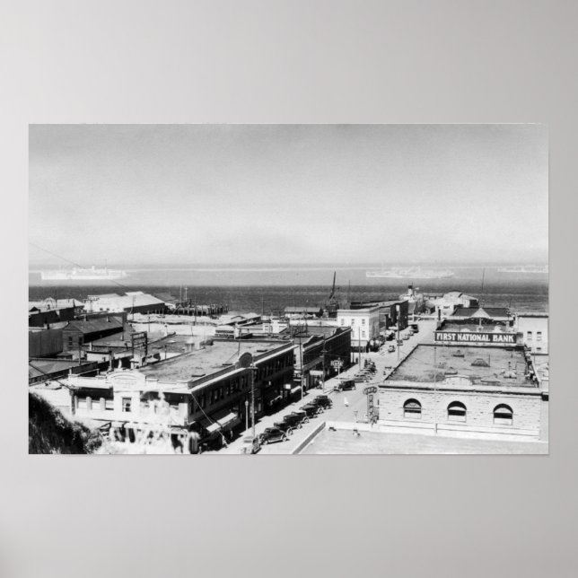 Póster Port Angeles, WA Town View y Harbour Photography (Frente)