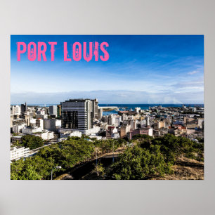 Póster Port Louis Skyline Capital de Mauricio