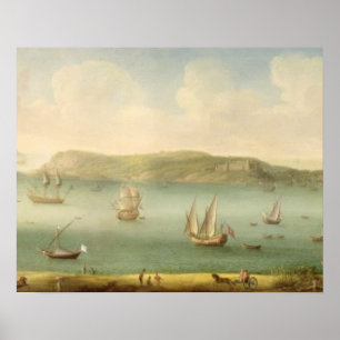 Póster Port Mahon, Menorca, años 1730 (aceite sobre lienz