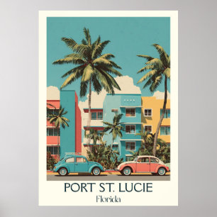 Póster Port St. Lucie Florida Vintage Town Travel Art