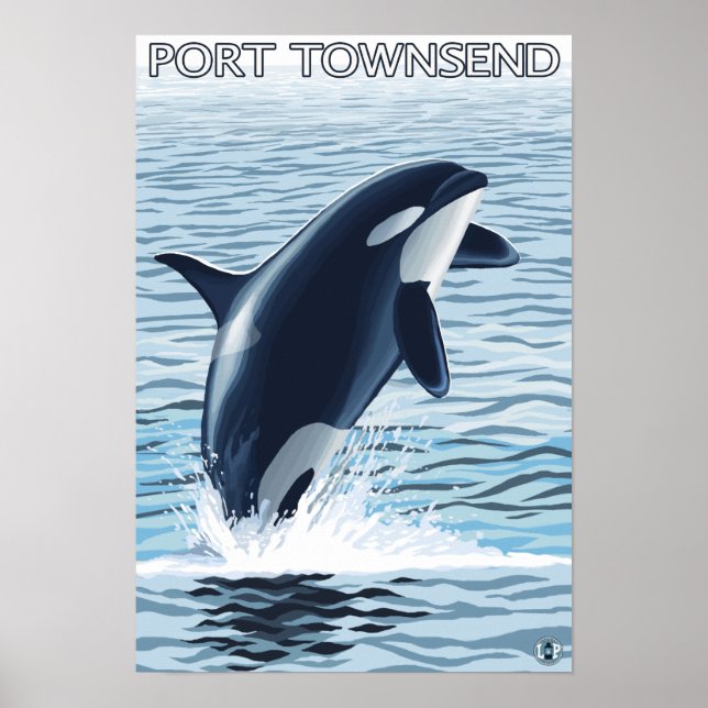 Póster Port Townsend, WashingtonOrca Jumping (Frente)