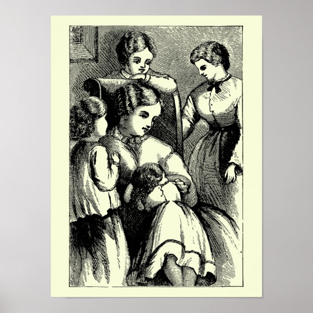Póster Portada de Antiguas Pequeñas Mujeres por May Alcot (Frente)