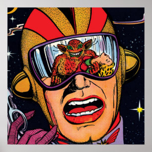 Póster Portada de cómic de ciencia ficción vintage Acción