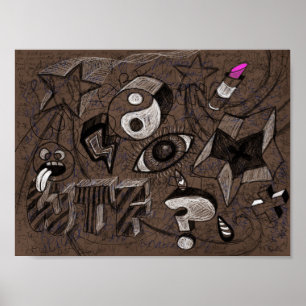 Póster Portada de cuaderno inspirada en garabatos - Grung