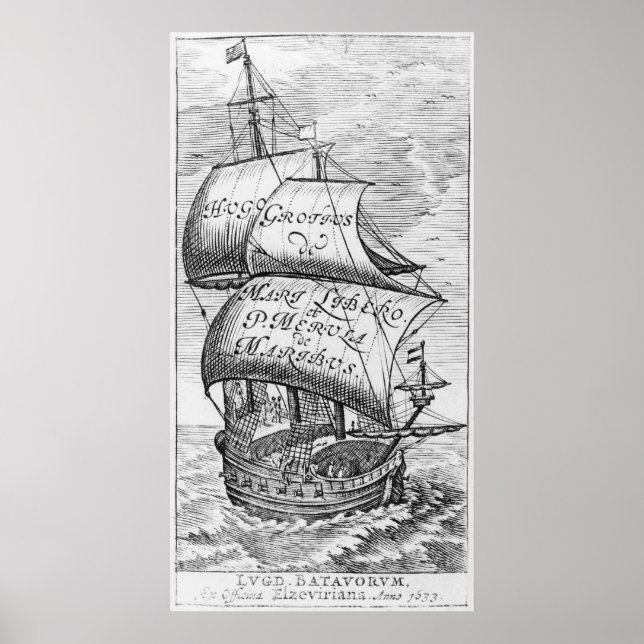 Póster Portada de 'De mari libero', de Hugo Grotius (Frente)